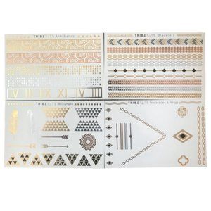 TribeTats Jewelry Inspired Set Luxury Metallic Rose Gold Tattoos Arm Bands